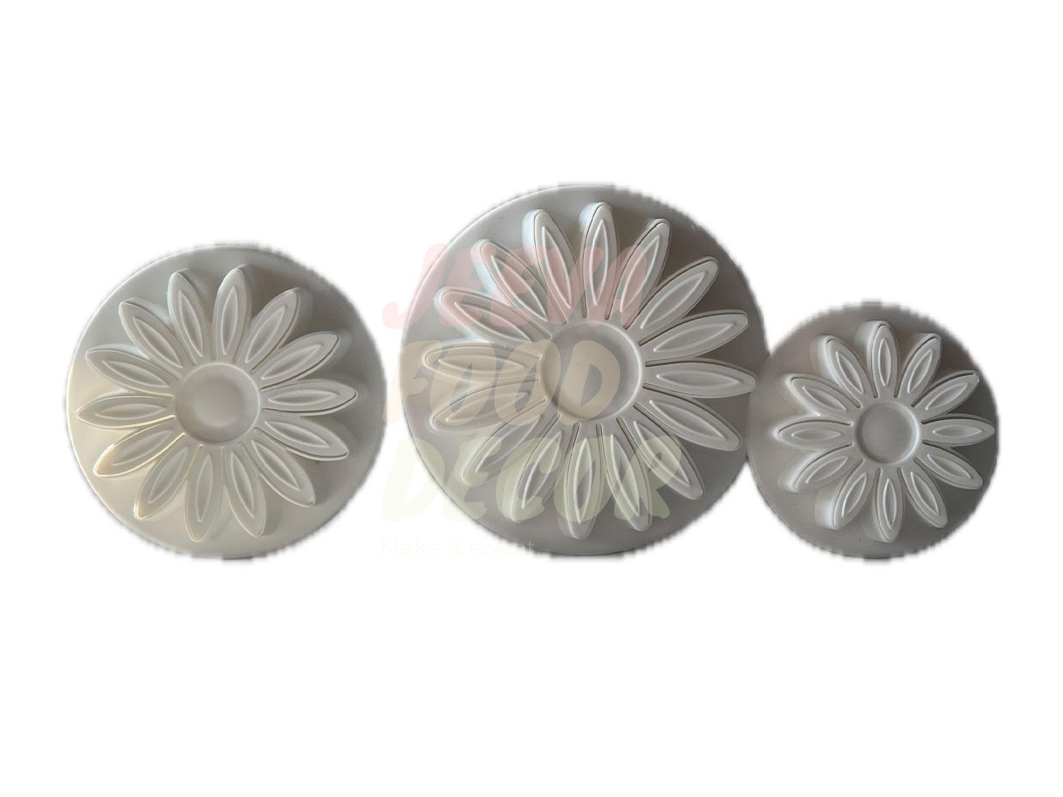 3 Piece Daisy Sunflower Shaped Fondant Cutter Plunger Mould