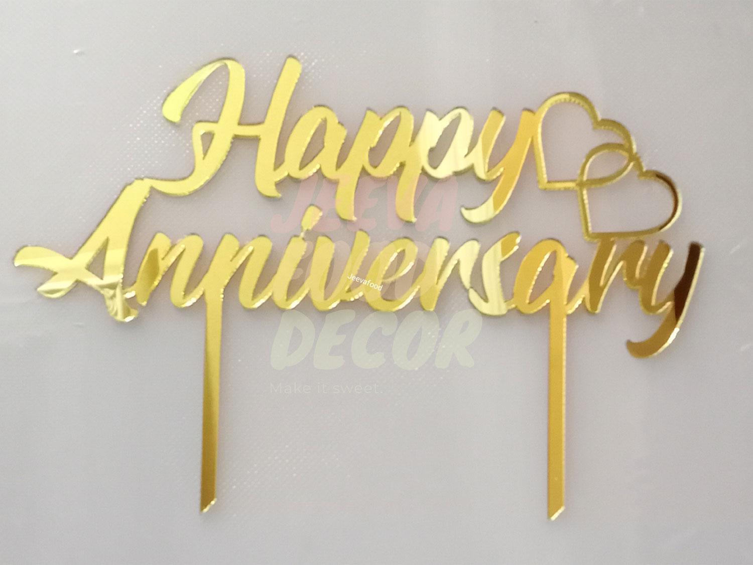 Happy Anniversary Acrylic Heart Toppers - 5.5\"