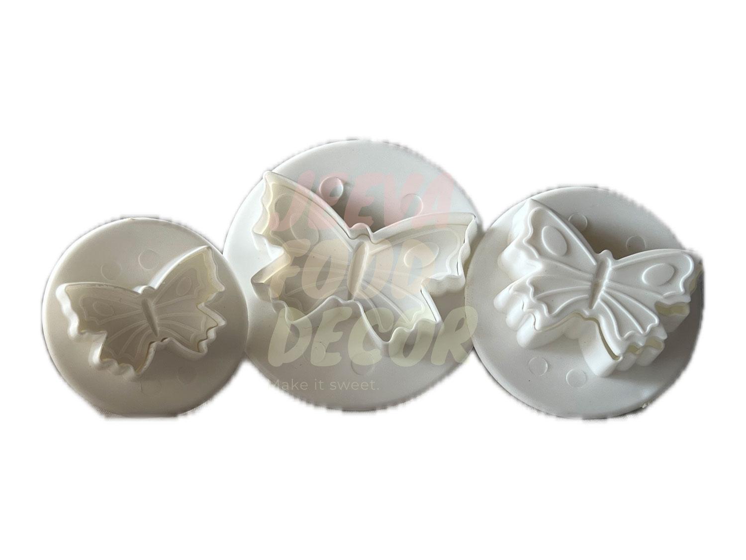 3 Piece Butterfly Shaped Fondant Cutter Plunger Mould