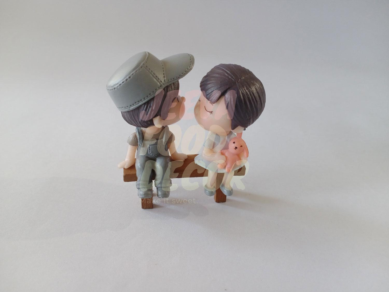 Couple with bench miniature Cake Topper - 3 Piece