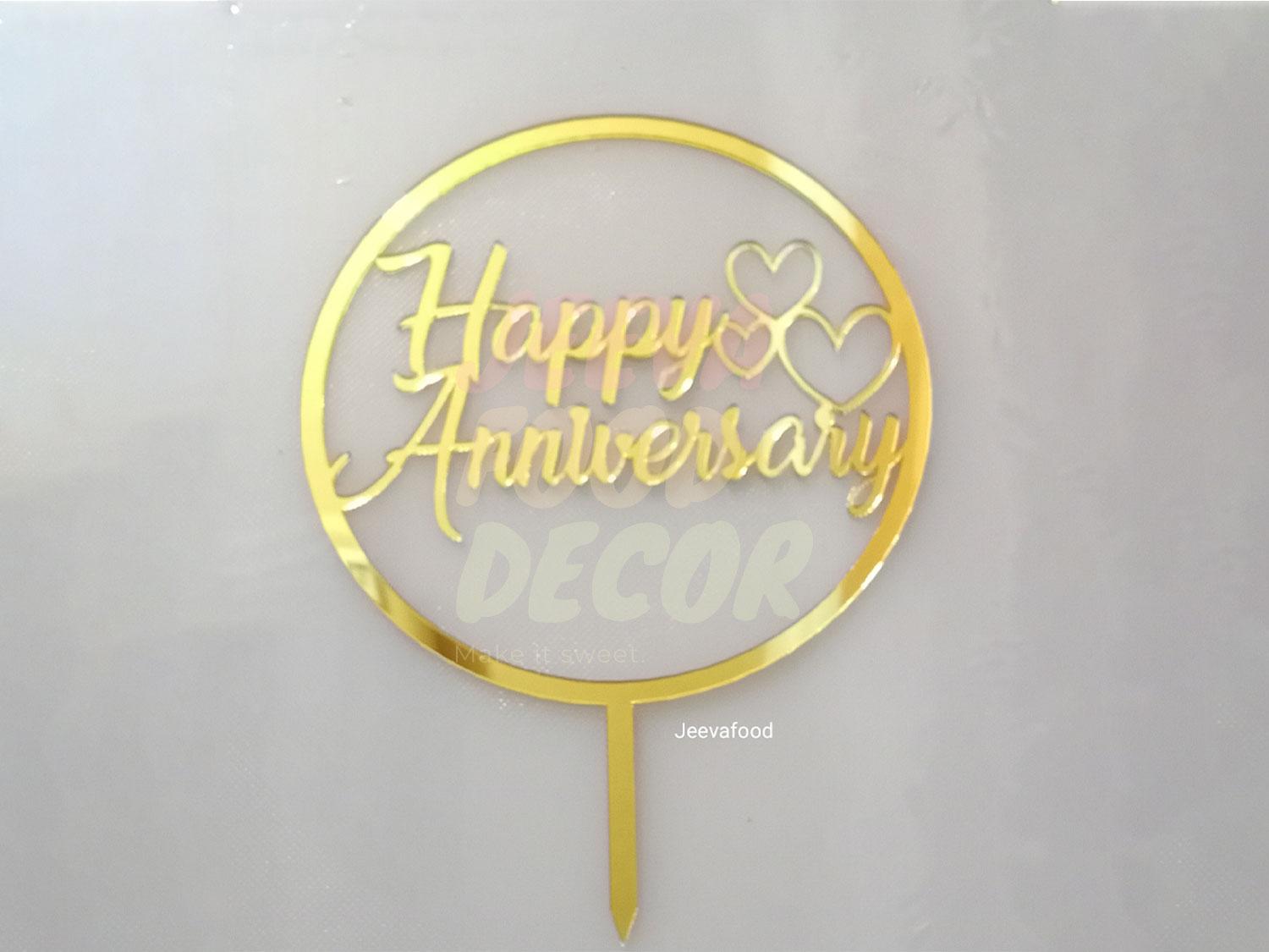 Happy Anniversary Acrylic Round Toppers - 5.5\"