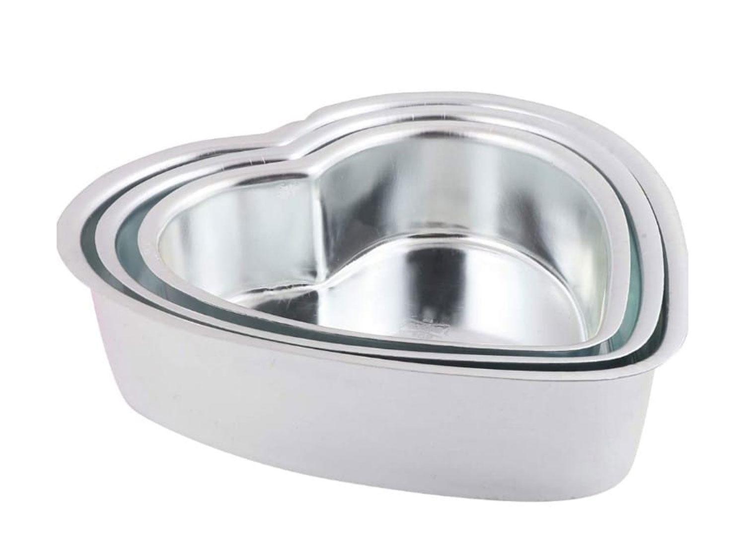 Aluminium Heart Cake Mould Pans 3-piece 6,7 & 8 Inch