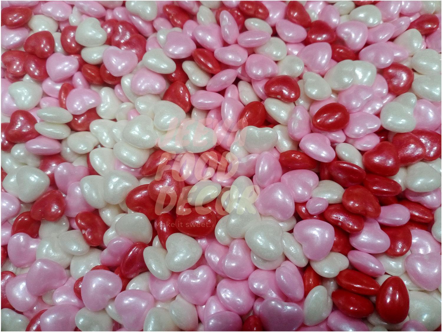 Pink / White / Red Heart Shaped Sprinkles / Heart Shaped Mix Colored (85 gm)