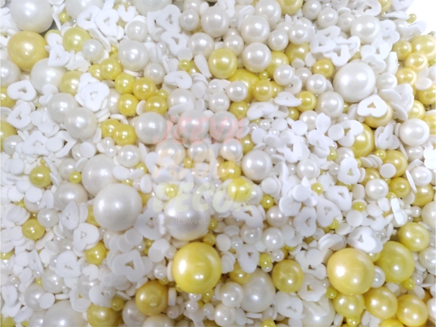 Gold & White Balls Sprinkles / Gold & White Mix Pearl (85 gm)