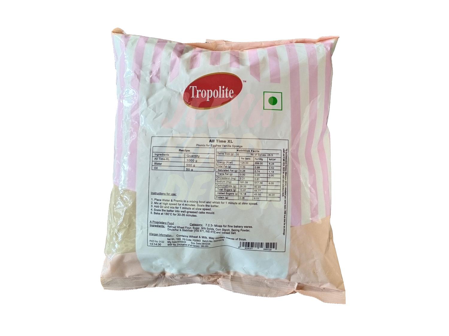 Tropolite Vanilla Premix 1kg Egg free