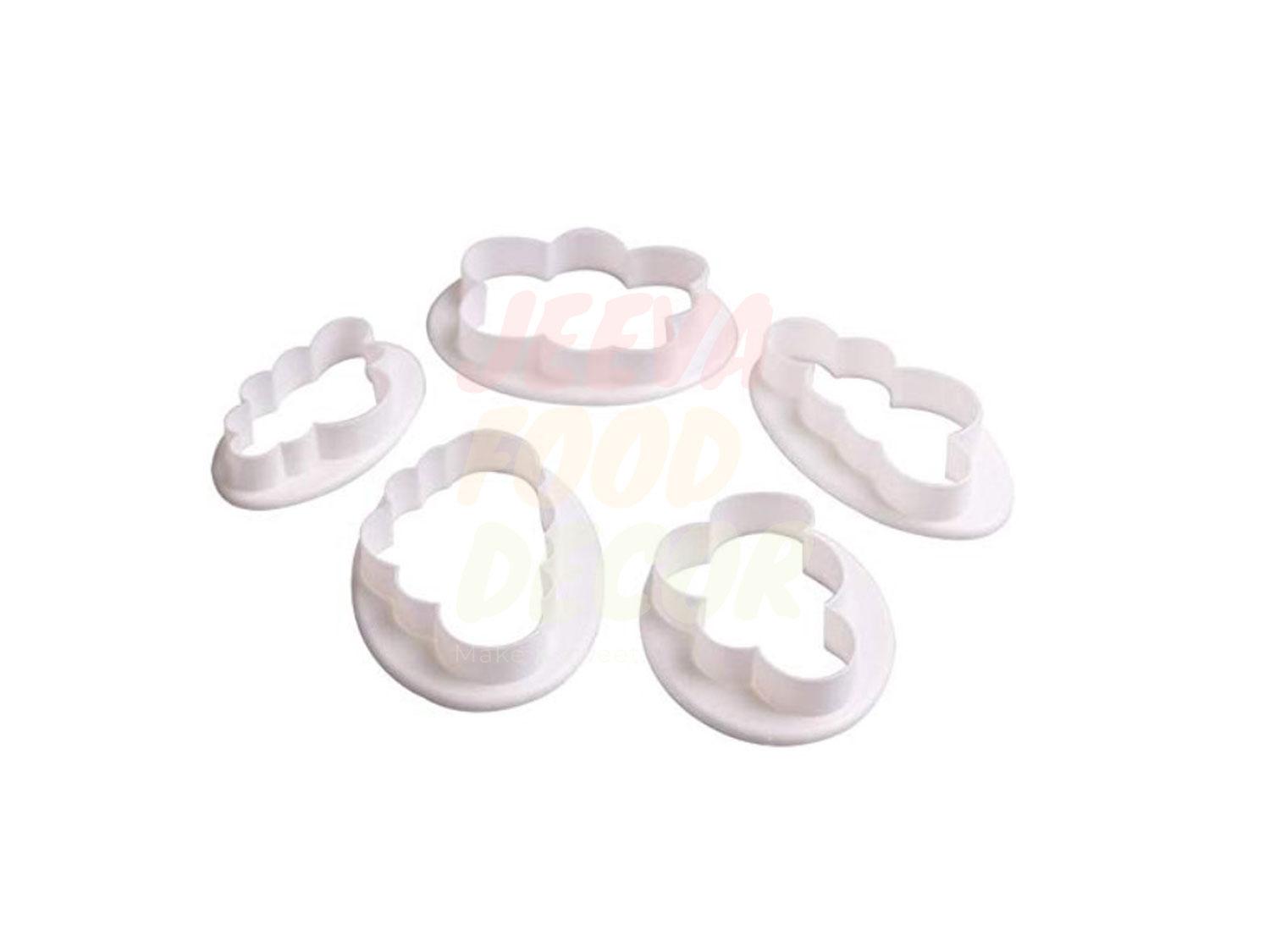 5 Piece Fluffy Cloud Fondant Cutter Plunger Mould