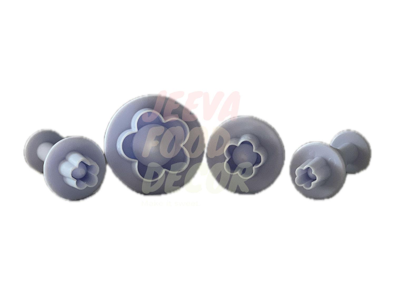 4 Piece Plum Flower Shaped Fondant Cutter Plunger Mould