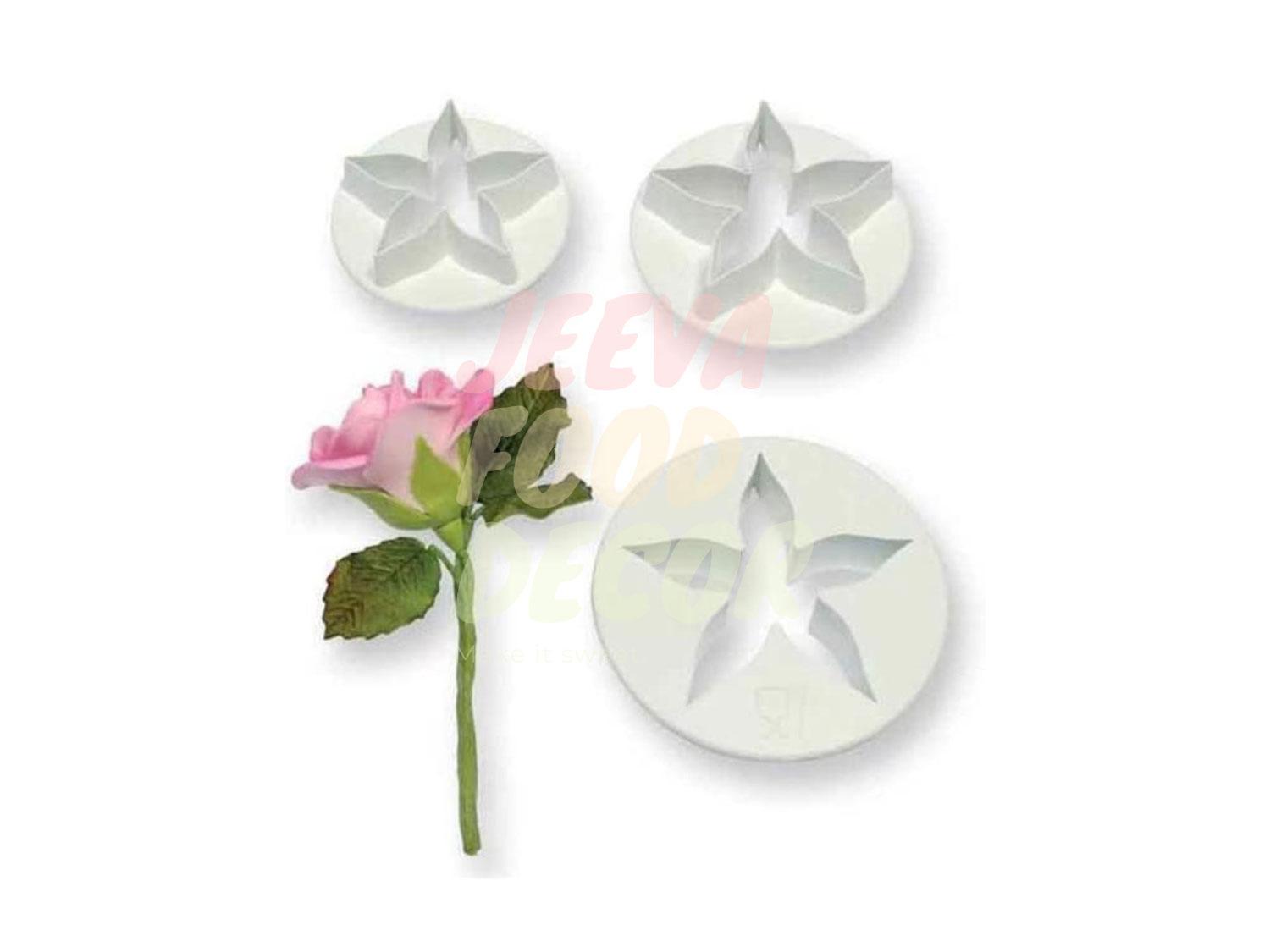 3Piece Flower Shaped Fondant Cutter Plunger Mould